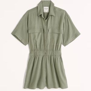 Abercrombie & Fitch - Short-Sleeve Utility Romper in Olive Green NWT 🍃